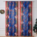 Set van twee kerst verduisteringsgordijnen met kerstman en rendier print in Amerikaanse stijl - 140*220cm / Blauwe Kerst