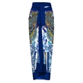 Blue bohemian sarong wrap skirt with vibrant paisley print and long tassel drawstring tie - Blue Majolica Wrap Skirt