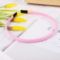 Pink and white checkered fabric headband for girls with a cute plaid summer style - Pink White Plaid