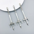 Three antique silver trident sword charms for DIY jewelry and keychain pendants - 16x71mm Vintage Trident/Antique Silver