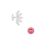 S925 sterling silver marquise flower crown cartilage stud with five clear zircons - Single White Gold #3 (Fan Marquise Zircon)