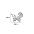 Piercing labret papillon en titane F136 orné de pierres en oxyde de zirconium - Forme de Papillon (2# Argent)