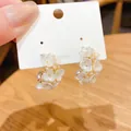 Elegant C-shaped flower earrings with white resin petals and S925 silver posts - Gold White Flower C-Shape (9#)