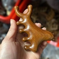 Polished fragrant wood head massage comb with multi-tooth design in natural brown finish - Five-Tooth Comb/Strange Fish Shape