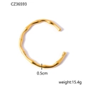 Detail view of gold-plated bamboo style bangle showing 0.5cm width and 15.4g weight - Gold Bamboo Shape (CZ36593)