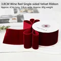 Single-sided wine red velvet ribbon 3.8cm wide for Christmas gift wrapping bow - 3.8cm Wide / 4.5m Long