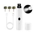 Electric pet nail grinder kit with three heads, USB cable and integrated LED light - Host + 3 Grinding Heads Set / White