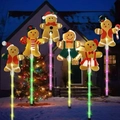 Solar Christmas gingerbread man stake lights with colorful LED glow for garden lawn - New Gingerbread Man