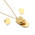 Golden multi-layer heart pendant necklace and stud earrings set in stainless steel - Gold (KS143412-BJW)