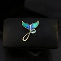 Elegant mermaid tail alloy brooch with blue-green enamel and teardrop aquamarine - 499# Blue Fishtail