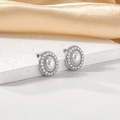 Orecchini ovali in acciaio inossidabile argento con perle su seta elegante - Color Acciaio