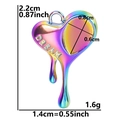Rainbow stainless steel melting heart charm with Dream engraving and size measurements - AB Color