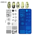 Rectangle nail stamping plate with cartoon cat patterns and star motifs for nail art - OM-D16 Cartoon Cats Paw Prints (OM-D16)
