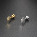 Pair of lightning bolt zircon stud earrings in gold and silver stainless steel finish - Lightning Bolt / Silver