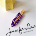 Acetate hair clip in deep purple with colorful tortoiseshell pattern and gold duckbill clip - 37# Acetate 7cm Seamless Clip