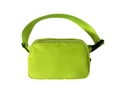Détail d'un sac banane en nylon vert néon léger avec fermeture éclair et boucle en plastique - 20*14*5cm / Jaune-vert