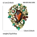 Vintage alloy brooch with brown teardrop rhinestone and colorful gems 6.1cm x 5.0cm - Brown Multi