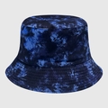 Cappello a secchiello reversibile tie-dye blu in twill di cotone per protezione solare - M (56-58cm) / Tie-Dye Blu a Strati (29)