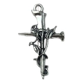 Silberner Kreuzanhänger mit Dornen und Rosenreben für kreativen DIY-Schmuck Design - 1 Stück Dornen-Rosenkreuz-Anhänger (37x22mm)