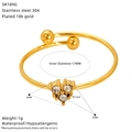 Adjustable 18K gold-plated stainless steel ring with three clear zircon stones - Triple Round Stone Style (SR189G)