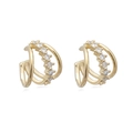 Minimalist gold multi-layered ear cuff set with sparkling cubic zirconia accents - Multi-layer Hollow Ear Cuff / Gold White