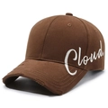 Gorra de béisbol marrón café vintage con bordado Cloud y bordes desgastados - café