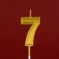 Golden number 7 birthday candle with metallic finish and 4.8cm height for cakes - New Number Candle 7