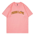 T-shirt rose Sturniolo Triplets avec motif orange Fresh Love et col rond classique - Rose Clair