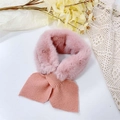 Pink winter knit neck warmer for children with soft faux fur and cute bow detail - Pink Scarf Style