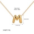 Golden bubble letter M pendant necklace with polished finish and adjustable chain - Letter M