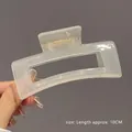Elegant cream rectangular hair claw clip in 10cm size for women with thick hair - Square Jelly Mermaid-10.5cm