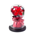 Rose di sapone rosse in cupola di vetro con base nera e nastro Just For You - Bouquet di rose rosse pure, luci a stringa e sacchetto regalo