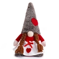 Poupée peluche de gnome de Saint-Valentin avec chapeau en fourrure et détails de coeur - Longues Tresses avec Tablier à Cœur / Style Femme
