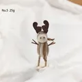 Handmade brown felt reindeer figurine Christmas ornament with scarf 21cm height - Style 5-Brown Felt Reindeer with Scarf (21cm)