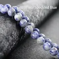 Natural Sodalite stone beads in white dotted blue for DIY jewelry and accessory making - Blue Spot Stone