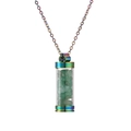 Rainbow plated stainless steel necklace with green gravel filled wish bottle pendant - Green Aventurine Crushed Stones