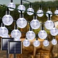 Solarbetriebene LED-Lichterkette mit Luftblasen-Kugeln und kaltweißem Licht für außen - 5 Meter 20 Lichter Zwei-modus Solar / [weißes Licht] Seifenblasenball 18 Cm