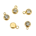 Golden stainless steel birthstone charms with clear rhinestones for DIY jewelry making - Gold Color-E (White Zirconia)