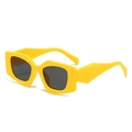Modische Polygon Sonnenbrille mit gelbem Rahmen und grauen UV Schutz Gläsern - Gelber Rahmen Graue Linsen
