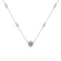 Elegant 925 sterling silver necklace with one carat moissanite and classic 6-prong setting - (s925 Silver + Sn13016-65/1 Carat/6.5mm) / Chain Length 40cm + 5cm (extension Chain)