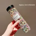 300 pcs macaron colored elastic hair bands in jar diameter 2cm for kids hair accessories - Threaded Spring Small (3#) / 300-Piece Set (With Jar)