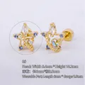 Clou d'oreille étoile en titane doré orné de cristaux bleus et blancs brillants - 8# Étoile - Or