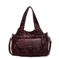 Borsa tote vintage bordeaux di grande capacità con tracolla regolabile e tasche capienti - Rosso