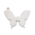 Colgante de mariposa en acero inoxidable plateado pulido con diseño hueco para collares - Colgante de mariposa espejo plateado (KLJ3687-Z)