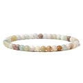 Macro detail of natural multi-color 4mm gemstone beads on an elastic beaded bracelet - Amazonite