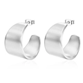 Minimalist silver wide C-shape titanium steel earrings with high-gloss finish on white - Steel Color (MS-367)