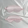 Pale pink satin sleep eye mask with elastic headband shown in front and back view - Light Pink