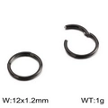 Boucles d'oreilles créoles à charnière en acier inoxydable noir, 12x1,2 mm - Style de Petit Anneau à Segment / Noir