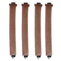 Brown velvet heatless hair rollers with elastic hooks for overnight wave styling - 4 Piece Set / Khaki