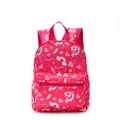 Pink school backpack with 3D unicorn and rainbow prints featuring durable mesh pockets - Rose Pink Unicorn